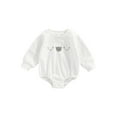 thumbnail image 1 of Qiylii Newborn Long Sleeve Plain Romper for Girls Boys, Cartoon Bears Pattern Round Collar Snap Crotch Loose Fit Triangle Bodysuit,0-24M, 1 of 8