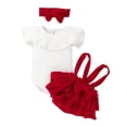 thumbnail image 1 of Qiylii Newborn's 3Pcs Clothes Set, Ribbed Ruffled Romper+Tutu Skirt+Hair Band, 1 of 3