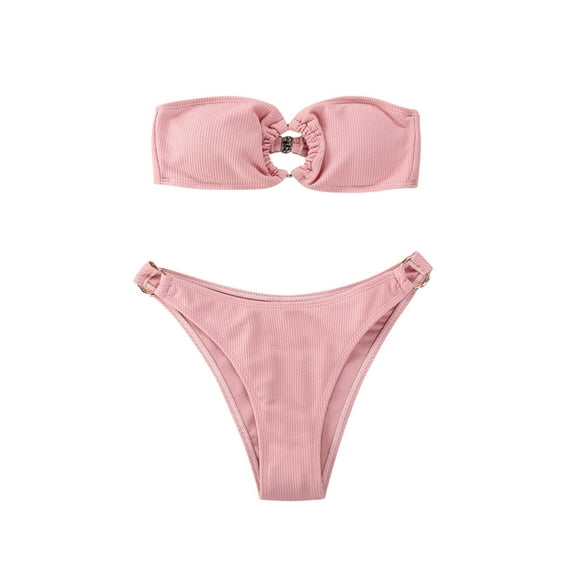 Qiylii Sexy Women Bikini Set Swimwear Strapless Solid Push Up Padded Bikini Low Wasit Brazilian Beachwear Women Bathing Suit