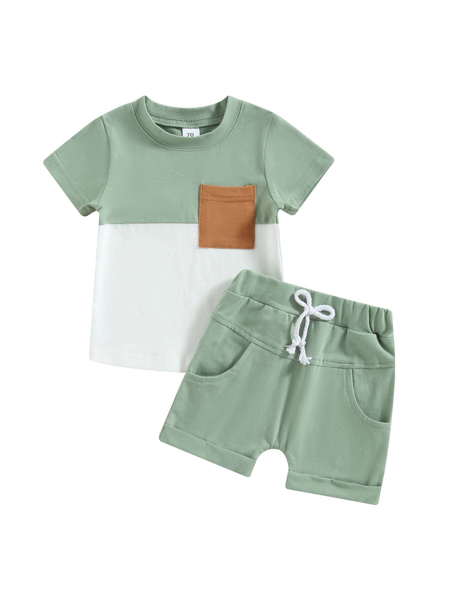 Premium Evolution Boys Summer Outfit Set – Green T-Shirt & Denim Shorts main image 1
