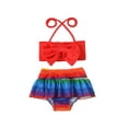 thumbnail image 1 of Qiylii Toddler Girls Swimsuits Baby Girl Bikini Sets Swimwear 3Pcs Summer Bathing Suit Tankini Tops + Shorts + Hat, 1 of 7