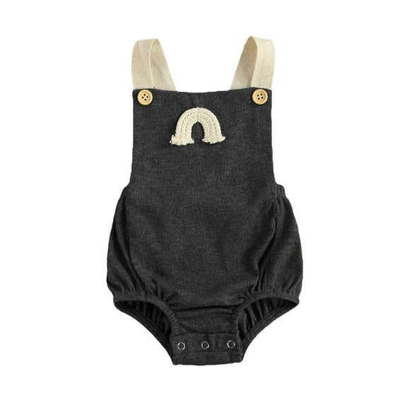 Qiylii Toddler Rainbow Embroidery Bodysuit, Sleeveless Suspender Romper