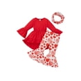thumbnail image 1 of Qiylii Valentine's Day Little Girls Outfit, Trailing Hem Flare Long Sleeve Tops, Heart Bell-bottomed Pants,Scarf, 1 of 9