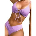 thumbnail image 1 of Qiylii Women 2023 Summer Bikini Set, Lacing Bra with Low Waist Briefs Solid Color Bathing Suit Swimsuit, 1 of 6