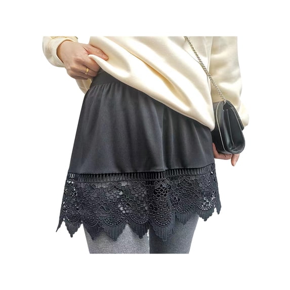 Qiylii Women Adjustable Layering Fake Top Lower Sweep Shirts Extender Mini Skirt Half-Length Splitting A Version Slips