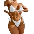 thumbnail image 1 of Qiylii Women Bikini Set, Ribbed Sleeveless Lacing Bra with Low Waist Briefs Bathing Swimsuit, 1 of 5