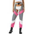 thumbnail image 1 of Qiylii Women Buckles Bottomless Pants High Waist Cargo Trousers Crothchless Color Block Boggy Trousers Long Rave Legging, 1 of 6