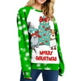 thumbnail image 1 of Qiylii Women Christmas Casual Sweatshirt, Round Neck Long Sleeve Color-Contrast Cartoon Printed Tops, 1 of 2