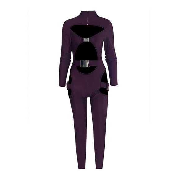 Qiylii Women Close-fitting Solid Color Jumpsuit, Hollow Out Overalls