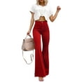 thumbnail image 1 of Qiylii Women Corduroy Flared Pants Solid Color Casual Stretch High Waist Bootcut Bell Bottom Trousers Streetwear, 1 of 2