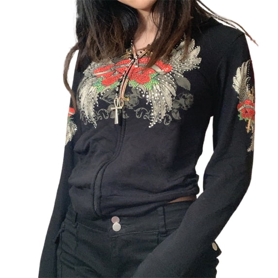 Qiylii Women Hoodie, Long Sleeve Pattern Hooded Zipper Sweatshirt Tops