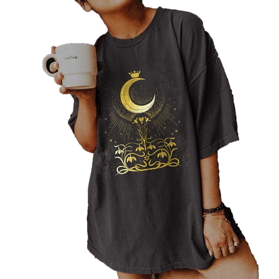 Qiylii Women Oversized Graphic Tee Vintage Aesthetic Print Casual LooseTunic Tops 90s Egirl Summer Short Sleeve T-Shirt