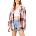 thumbnail image 1 of Qiylii Women Plaid Hooded Jacket, Long Sleeve Button Closure Fall Tops Outwear for Casual Street Clothing, 1 of 6