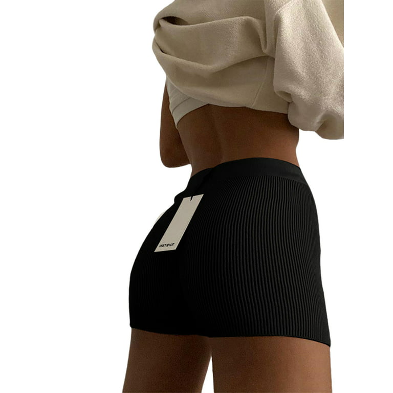 New Summer Women Fashion Solid Color Short Leggings Cotton Knitted