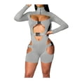 thumbnail image 1 of Qiylii Women Sexy Overalls, Solid Color Turtleneck Long Sleeve Playsuit, 1 of 7