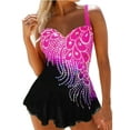 thumbnail image 1 of Qiylii Women Summer Swimsuit with Rhinestones, Contrast Color Sleeveless V-neck Swimwear Plus Size S-6XL, 1 of 5