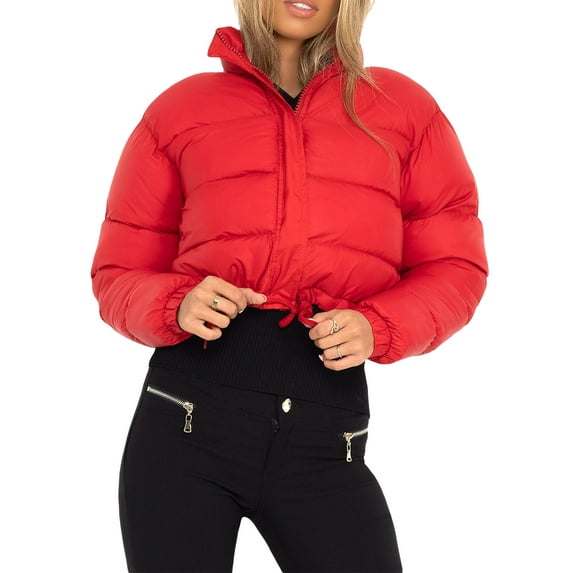 Qiylii Women's Autumn Winter Warm Coat Solid Color Long Sleeve Stand Collar Zipper Outerwear