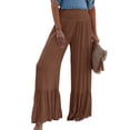 thumbnail image 1 of Qiylii Women's Casual Comfy Pant Wide Leg Palazzo Lounge Pants Smock Elastic High Waist Flared Bell Bottom Cotton Trouser, 1 of 5
