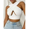 thumbnail image 1 of Qiylii Women's Criss Cross Tank Tops, Sleeveless Cutout Crop Tops Solid Color, 1 of 7