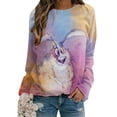 thumbnail image 1 of Qiylii Women's Cute Rabbit Print Stitching Sweatshirt Long Raglan Sleeve Pullover Tops Lightweight Bunny Graphic Easter Gift T Shirt, 1 of 2