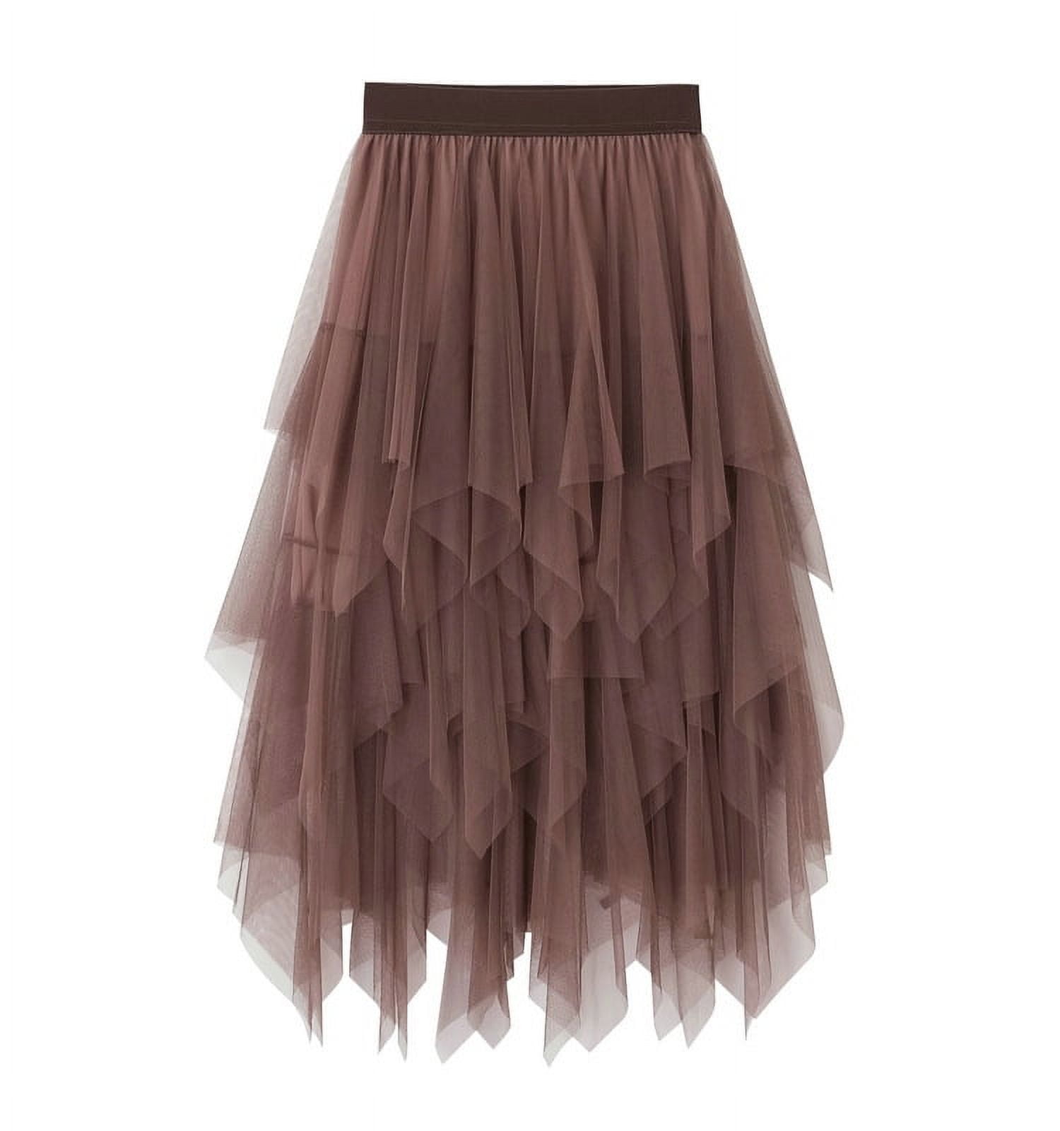 Qiylii Women's Fashionable Sexy Mesh Skirt, Irregular Elastic