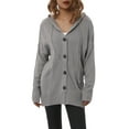 thumbnail image 1 of Qiylii Women’s Knitted Cardigan Solid Color Long Sleeve Hooded Long Sweater, 1 of 9