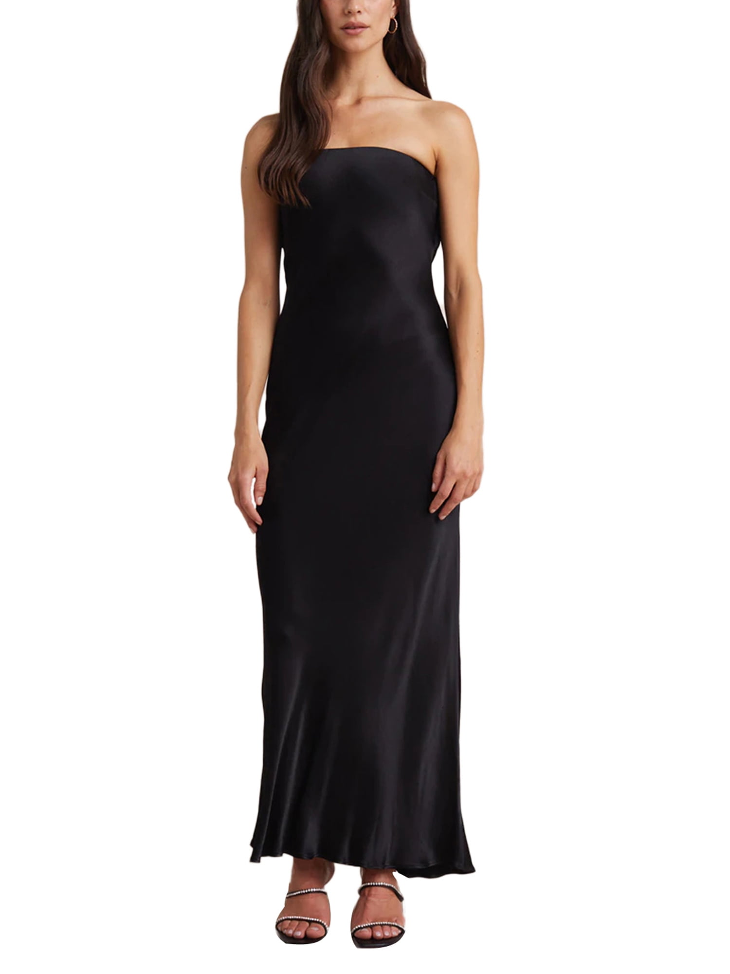 formal sleeveless women's black off the shoulder sexy dress Sensations Satin Maxi its the epitome of glamour and sophistication June Bridals Sexy Sheath Sleeveless
