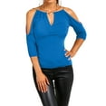 thumbnail image 1 of Qiylii Women's Open Cold Shoulder Slim Fit Short Sleeve Tee Shirt Blouse Tops, 1 of 9