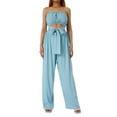 thumbnail image 1 of Qiylii Women's Sexy Strapless Jumpsuit Solid Color Off Shoulder Tube Top Belted Wide Leg Jumpsuit One Piece Romper Overalls, 1 of 7