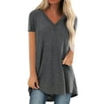 thumbnail image 1 of Qiylii Women's Short Sleeve T Shirt Plus Size Tops Casual V Neck Tunic Loose Blouse,Plus Size S-5XL, 1 of 4