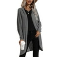 thumbnail image 1 of Qiylii Women’s Solid Color Coat Long Sleeve Mid-length Irregular Knitted Top, 1 of 9
