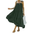 thumbnail image 1 of Qiylii Women's Summer Boho Spaghetti Strap Square Neck Solid Color Ruffle A Line Beach Long Maxi Dress, 1 of 5