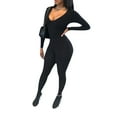 thumbnail image 1 of Qiylii Women's Tight Jumpsuit, Solid Color Long Sleeve Hip-lifting Romper, 1 of 7