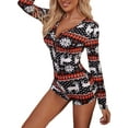 thumbnail image 1 of Qiylii Womens Christmas Romper Pajamas Printed Bodycon Jumpsuit Shorts Sexy One Piece Pjs Overall, 1 of 5