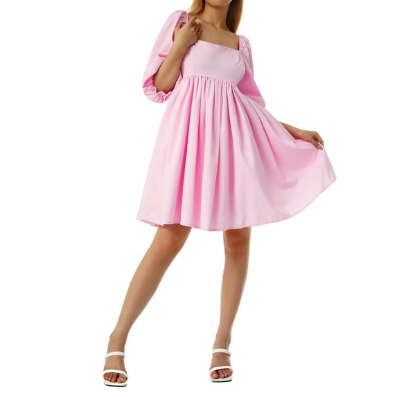 Qiylii Womens Puff Sleeve Tulle Dress Princess Mini Dress Square Neck Bubble Sleeve Mesh Ruffle Dress for Party Prom