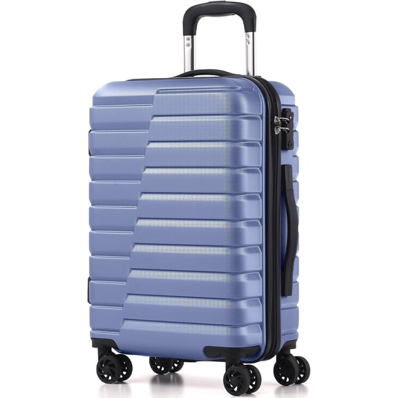 Qiyou 20 Inch Carry On Hard Shell Luggage, Spinner Wheels TSA Lock Lightweight Blue