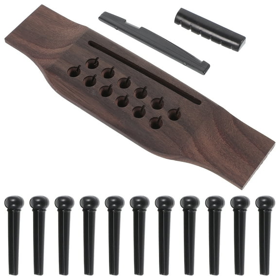 Qiysamall 1 Set Acoustic Guitar Bridge 12 String Saddle And Nut Replacement Guitar Bridge Pins
