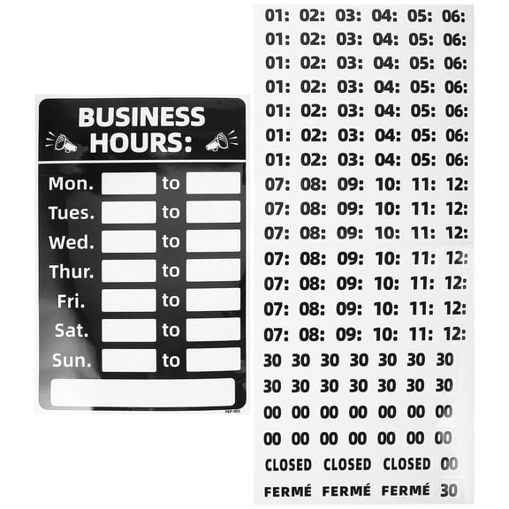 Qiysamall 1 Set Business Hours Sign Hours of Operation Sign Store Hours Sign Sticker
