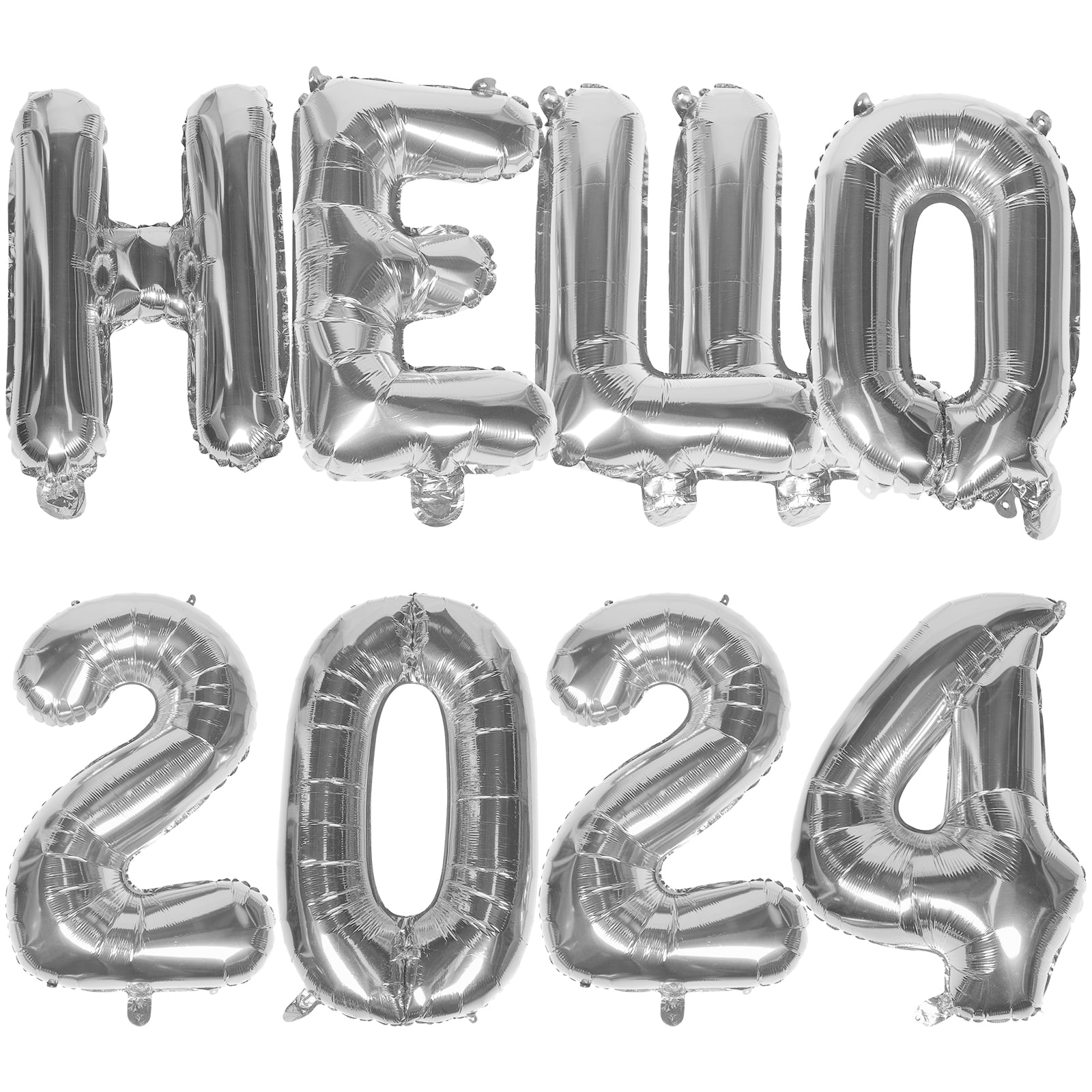 Qiysamall 1 Set Hello-2024 Aluminum Film Balloons Party Decorative