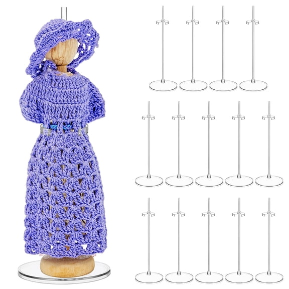 KALLORY 15-Piece Clear Figurine Display Stands Miniature Mannequin Holders for Collectibles Figures