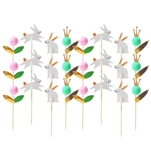 KALLORY Colorful Assorted Paper Cake Toppers for Easter, Spring Parties, Birthdays, and Holiday Celebration Decorations