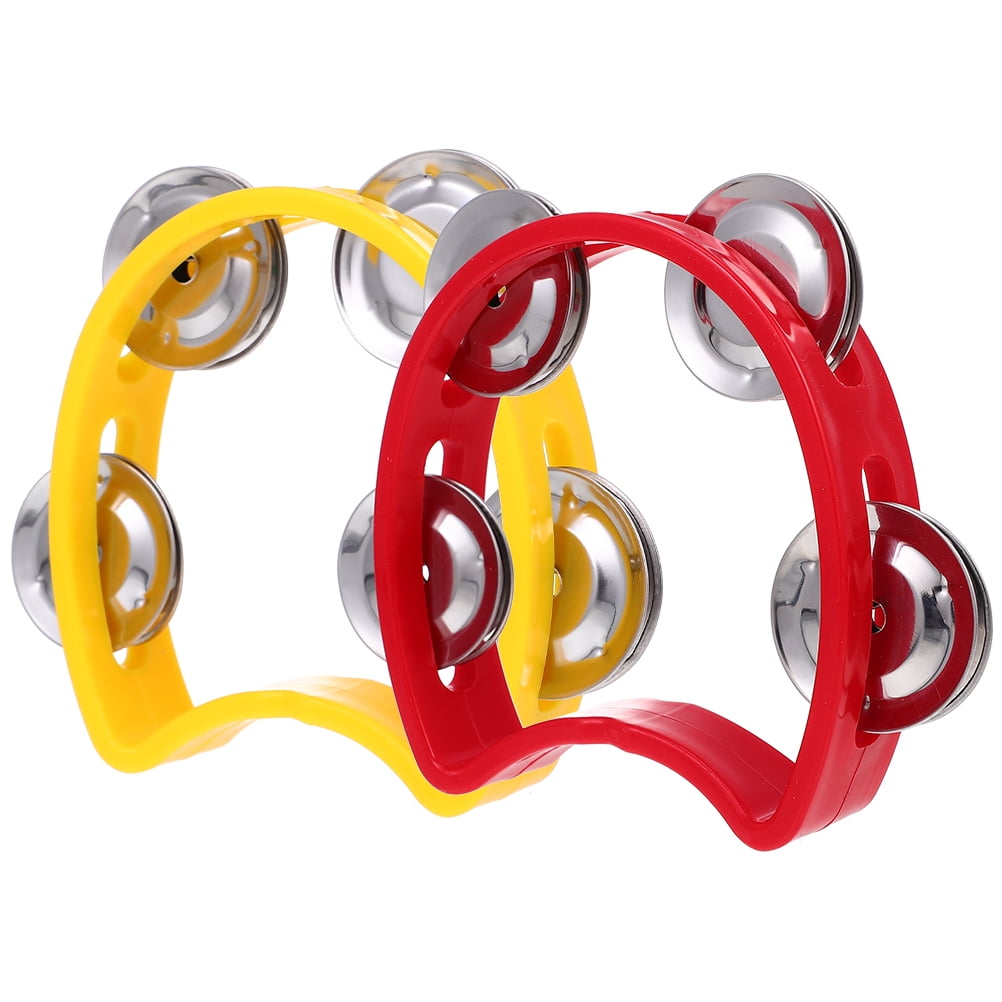Qiysamall 2Pcs Handheld Tambourine Double Row Tambourine Musical Rhythm Instruments
