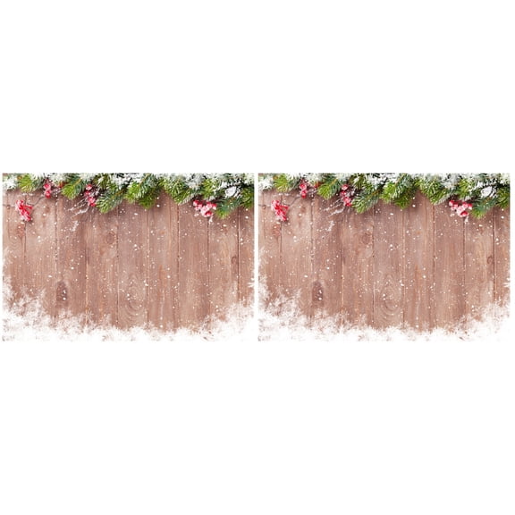 Qiysamall 2pcs 5x3ft Christmas Party Backdrop Wood Photo Background Holiday Decoration Photography Studio Prop