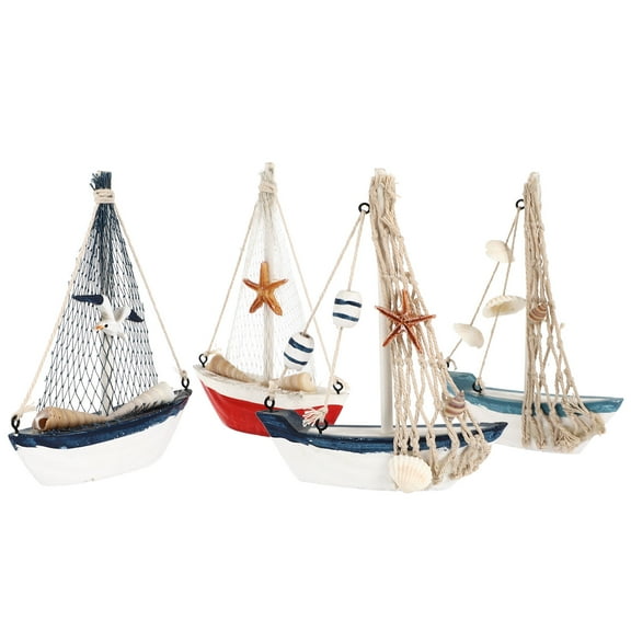 Qiysamall 4pcs Sailboat Ornaments Sailboat Models Beach Decors Nautical Decors for Home
