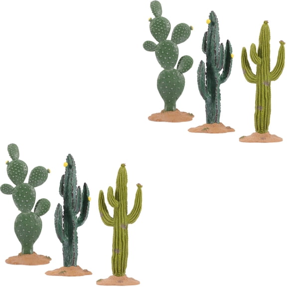KALLORY 6-Piece Mini Cactus Figurines Set, Assorted Colorful Tiny Decorative Plants for Home, Office, Tabletop, Car Decor