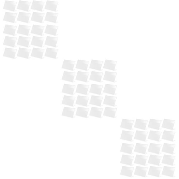KALLORY Clear Plastic Price Holders L Shape Stand for Retail Restaurant Displays 60 Pieces Sign Holders