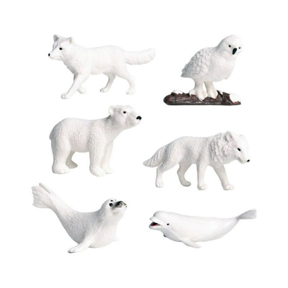 Qiysamall All White Arctic Figurines Toys Bear Educational Preschool for Kids 6pcs