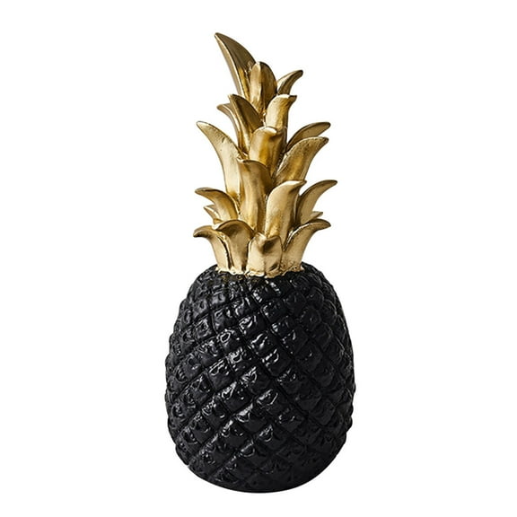 Qiysamall Black Resin Pineapple Figurine Statue Desktop Living Room Cabinet Decorative Tabletop Figurine Ornament Artificial Fruits Vegetables Studio Photo Prop DIY Decor