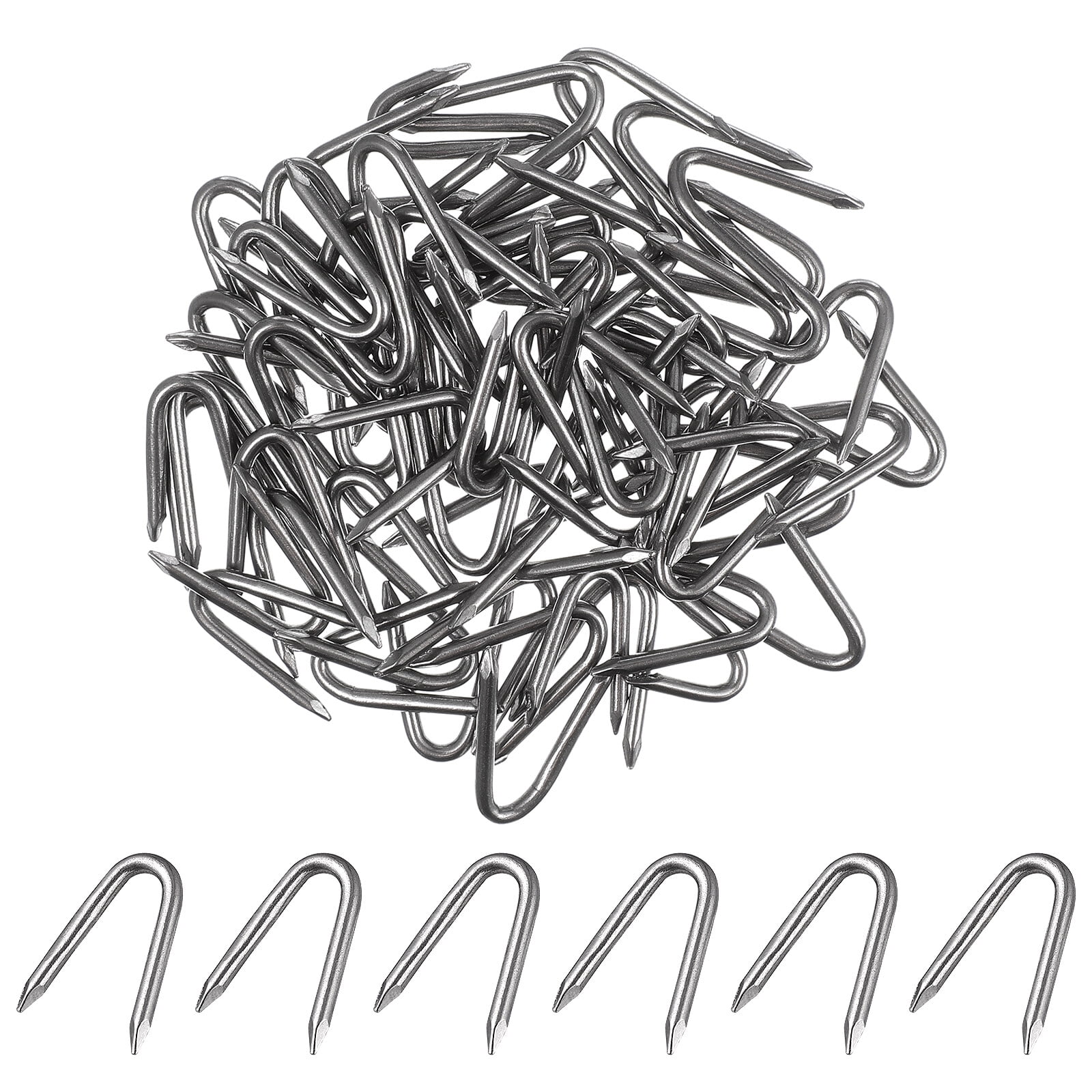 Qiysamall Easy Installation Netting Fence Staples U-Shaped Hardware Nails, Iron, 70 Piece