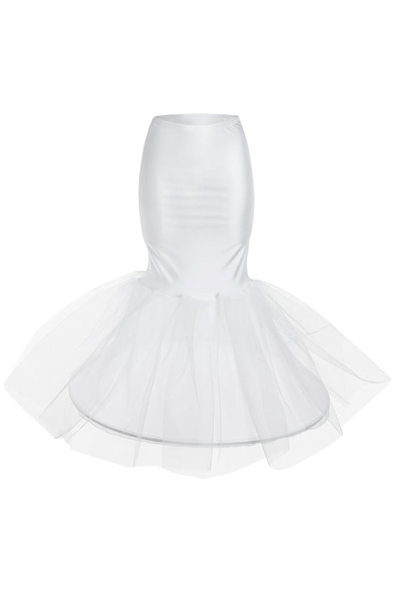 Fishtail Petticoat White Floor Length Underskirt Crinoline for Bride Bridal Wedding Dress Gown